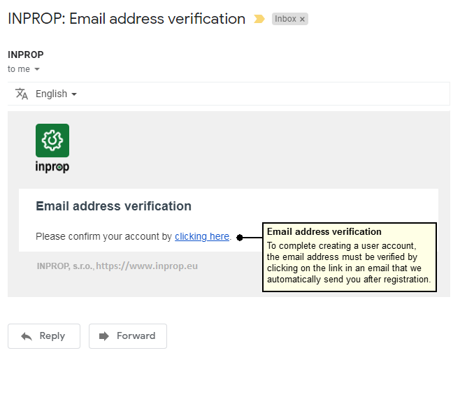 Verification email